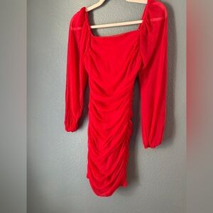 Elegant Red Ruched Dress